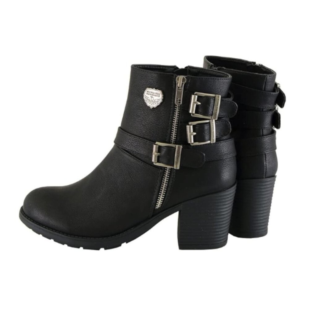 MILWAUKEE LEATHER TRIPLE-BUCKLE MOTO BOOT – BLACK – SIZE 10